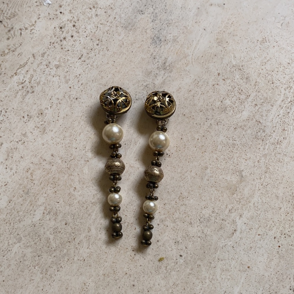 MARIA CALDERARA VINTAGE PEARL DANGLE EARRINGS